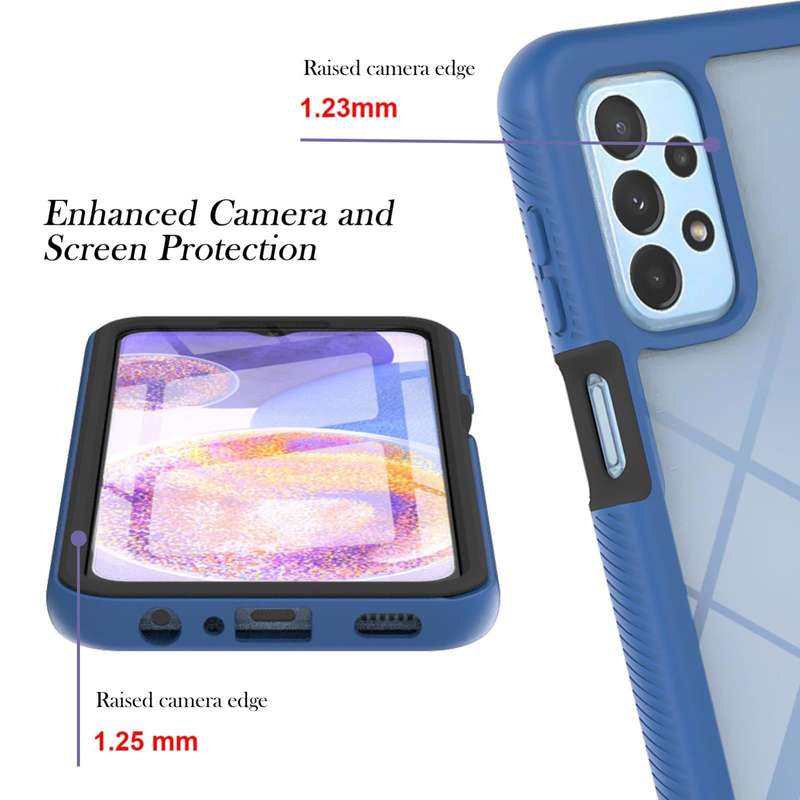 For Samsung Galaxy A23 5G / 4G Starry Sky Solid Color Series PC + TPU Phone Case with PET Film(Blue)