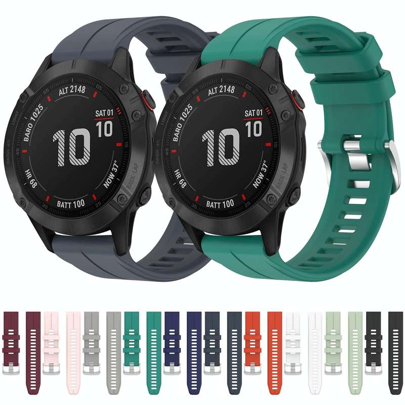 For Garmin Fenix 6 Pro GPS 22mm Solid Color Silicone Watch Band(Dark Blue)