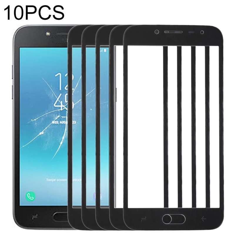 For Samsung Galaxy J2 Pro (2018), J250F/DS 10pcs Front Screen Outer Glass Lens (Black)