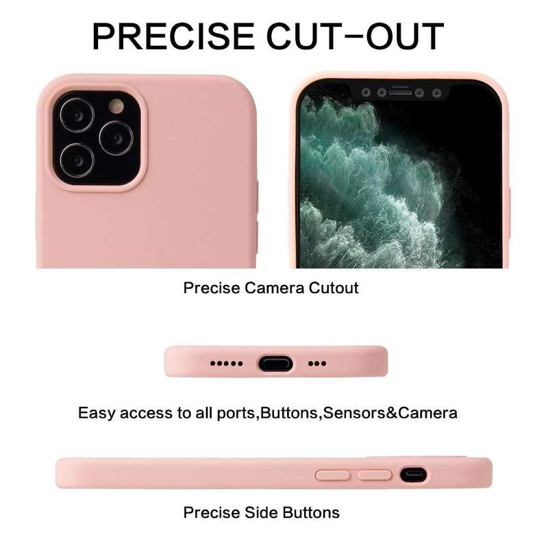For iPhone 12 / 12 Pro Solid Color Liquid Silicone Shockproof Protective Case(Sand Pink)