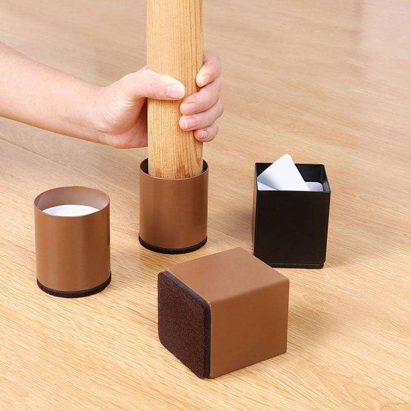 2pcs/set Furniture Carbon Steel Wraparound Heightening Foot Pad, Style: Round 4x5cm (Brown)