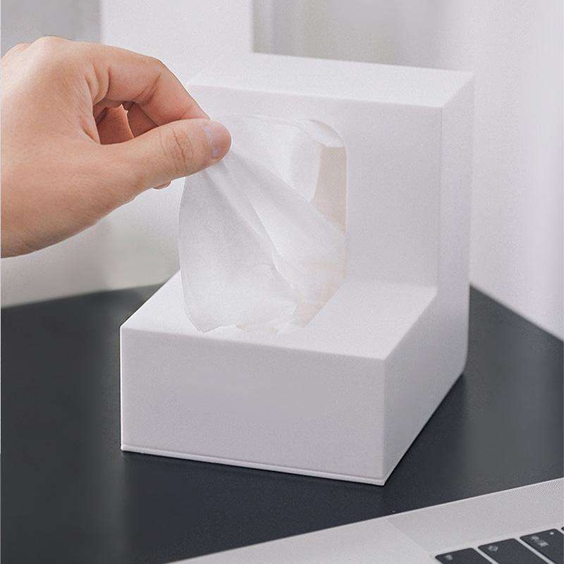 Creative Simple Household Plastic Tissue Paper Storage Box(White)