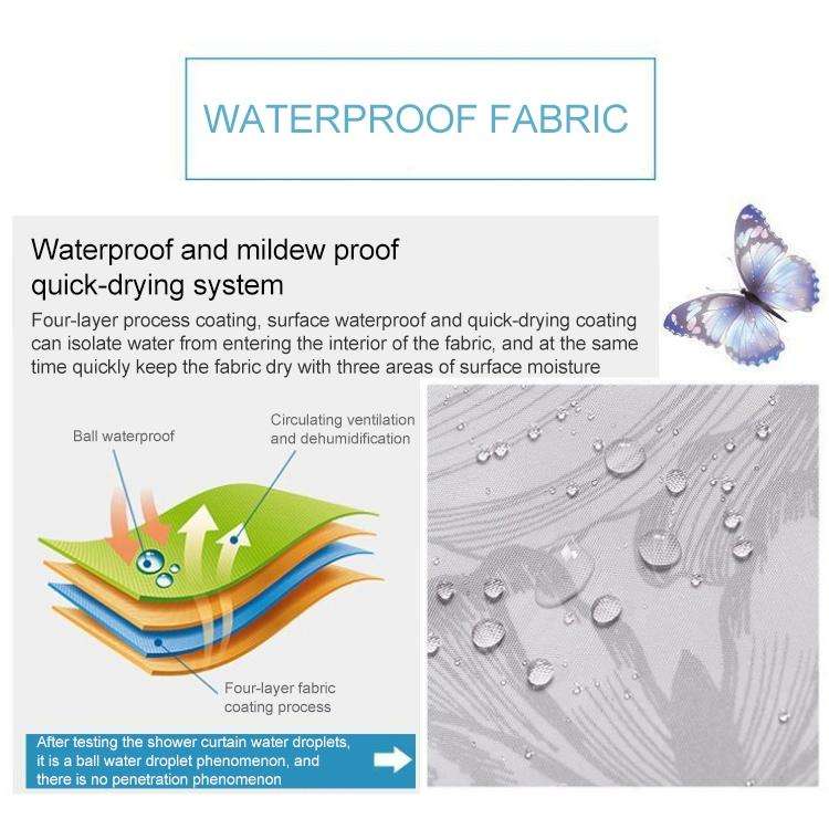 Butterfly Waterproof Polyester Shower Washable Bathroom Curtains, Size:120x180cm