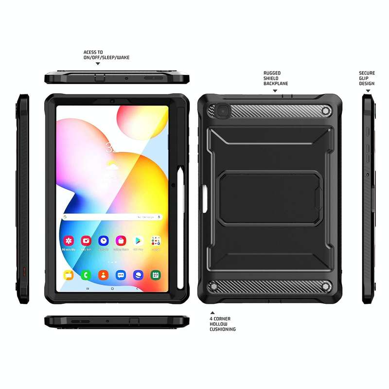 For Samsung Galaxy Tab S6 Lite Explorer PC + TPU Tablet Protective Case with Pen Slot(Black)