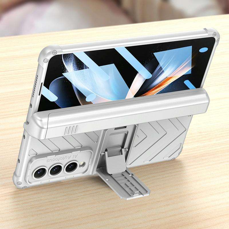 For Samsung Galaxy Z Fold4 GKK Integrated Magnetic Armor Flip Phone Case With Pen Box(Champagne G...