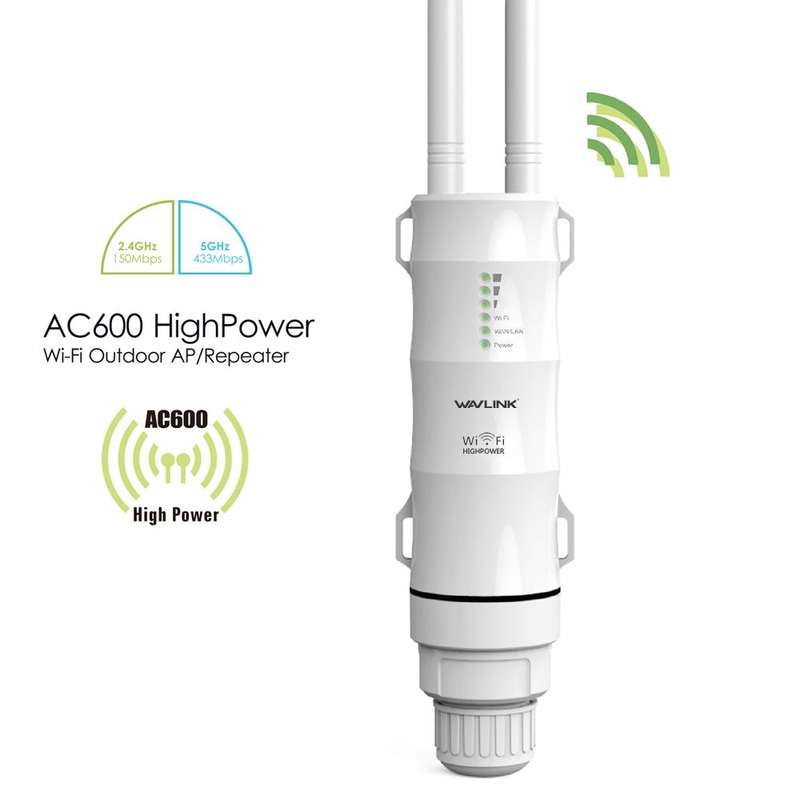 WAVLINK AC600 AP 2.4G/5G Dual Frequency Outdoor High Power Repeater, Pulg Type:UK Plug