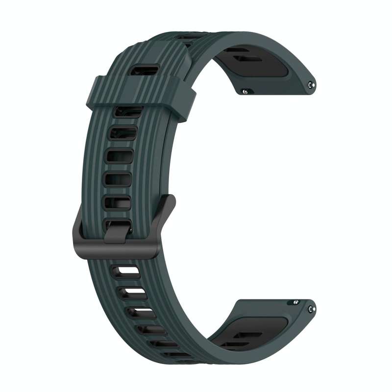 For Garmin Forerunner 245 Music 20mm Vertical Pattern Two-Color Silicone Watch Band(Olive Green +...