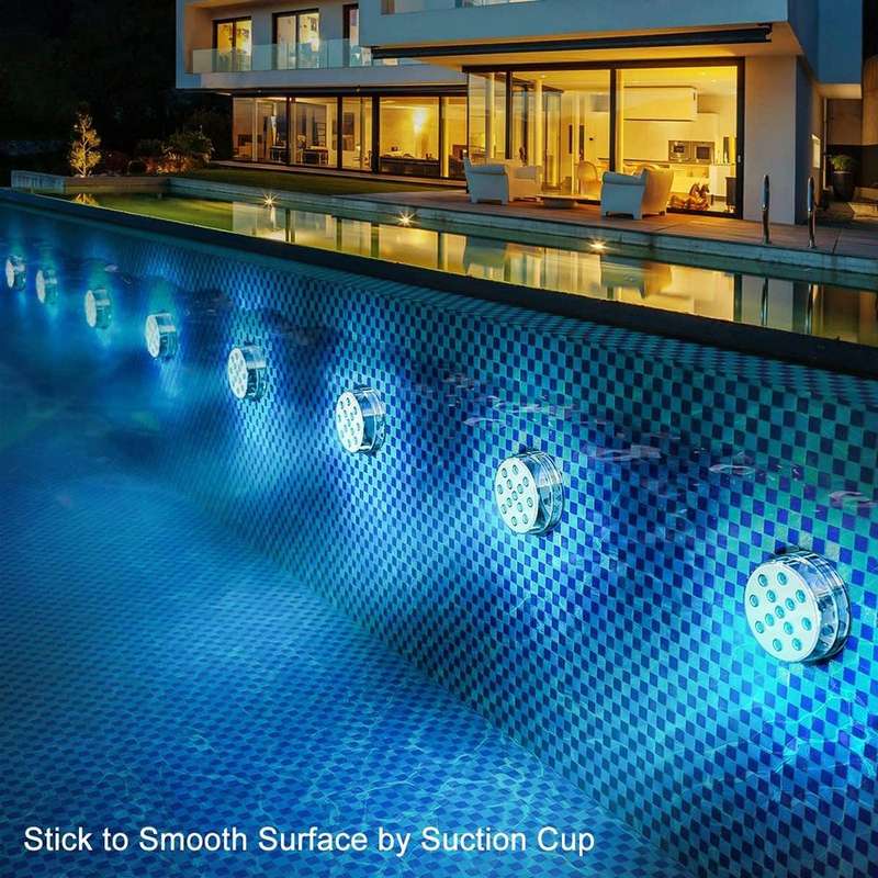 16 Colors 13 LEDs Underwater Light Swimming Pool Diving Light Dimmable Suction Cup Underwater Lamp