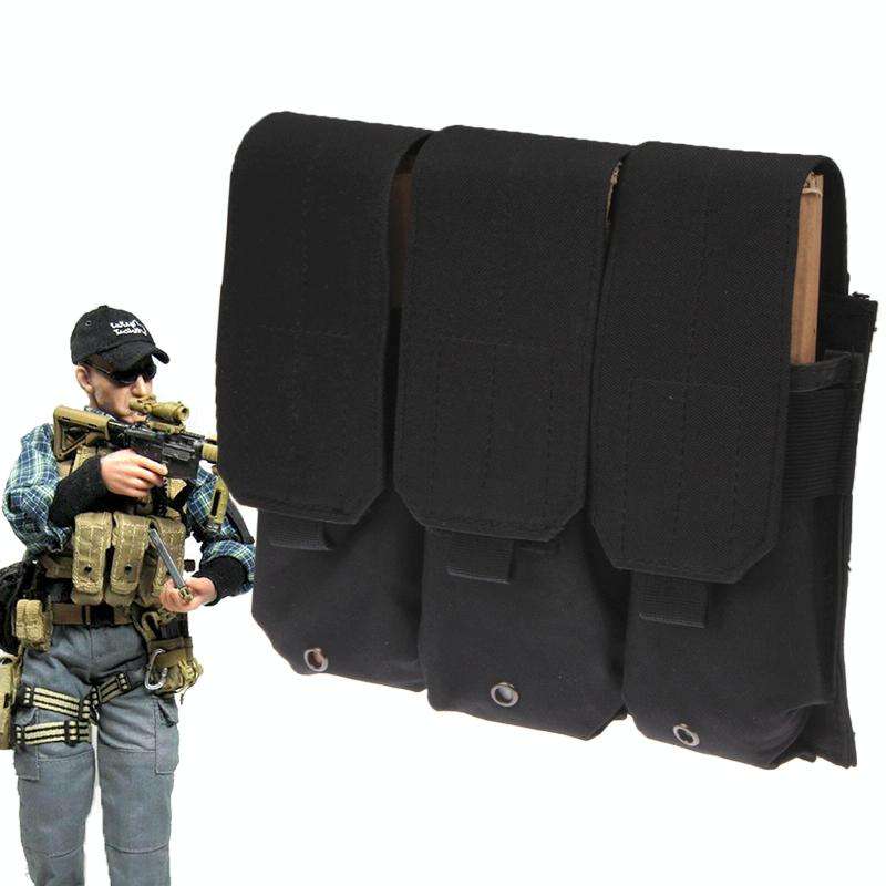 Triple Canvas Clips Pouch with Hook and Loop Fastener & Quick Release Buckles(Black)