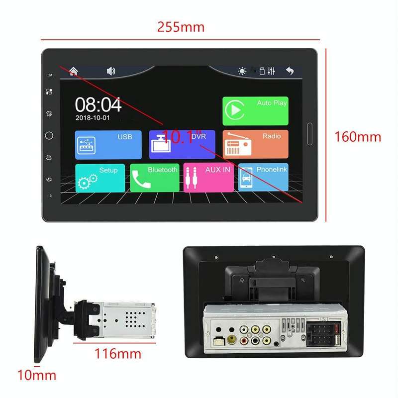 1310C 10.1 inch Car Full Screen Touch HD MP5 Wired Carplay Player, Style: Standard+AHD Camera