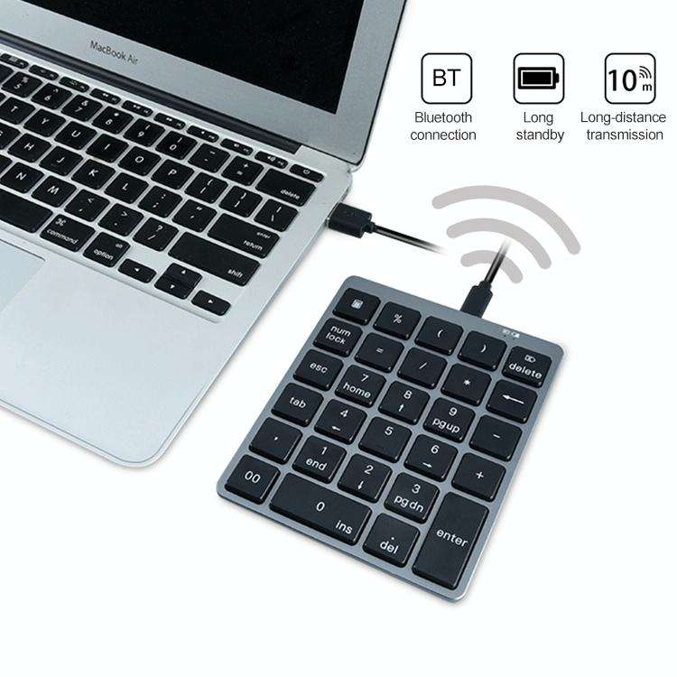N970 Pro Dual Modes Aluminum Alloy Rechargeable Wireless Bluetooth Numeric Keyboard with USB HUB ...