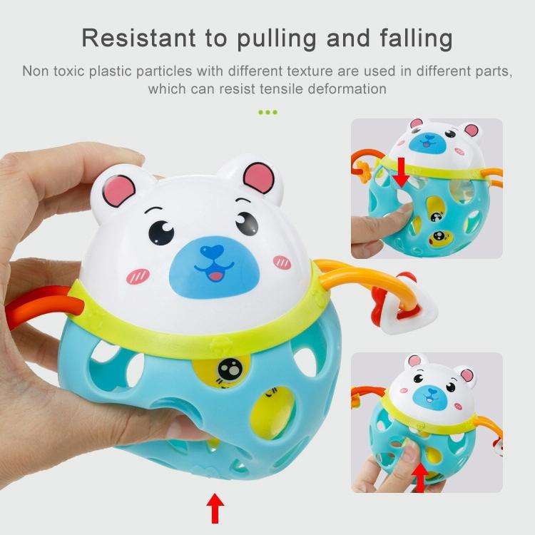 Baby Animal Soft Plastic Can Bite Hand Toy Baby Educational Toys(Polar Bear)