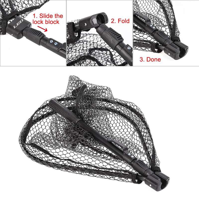 LEO 27984 Aluminum Alloy Quick Folding Fishing Net(Black)