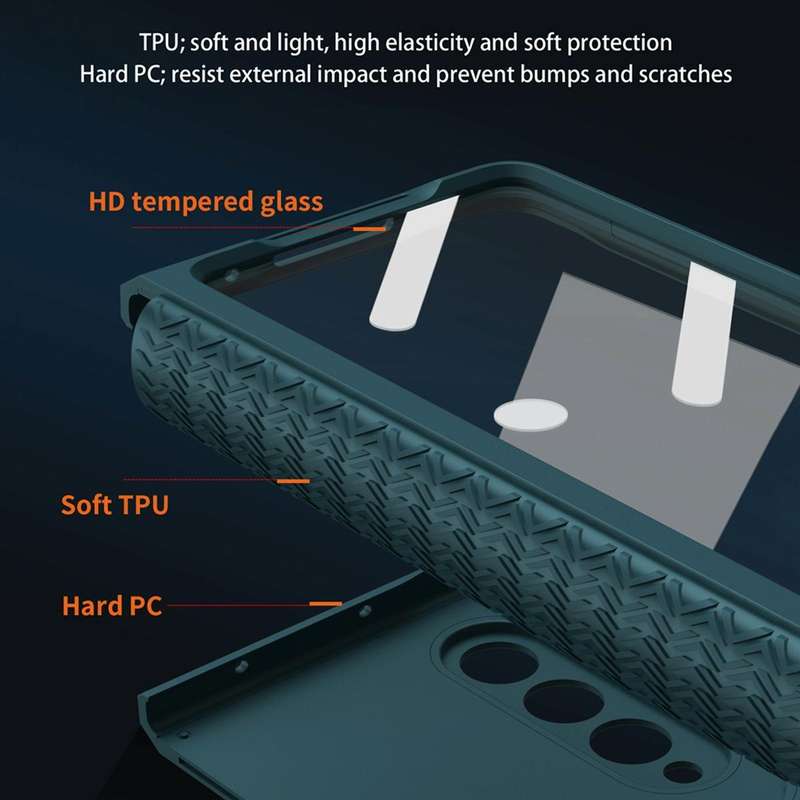 For Samsung Galaxy Z Fold3 5G 360 Full Body TPU Hinge Flip Phone Case(Blue)