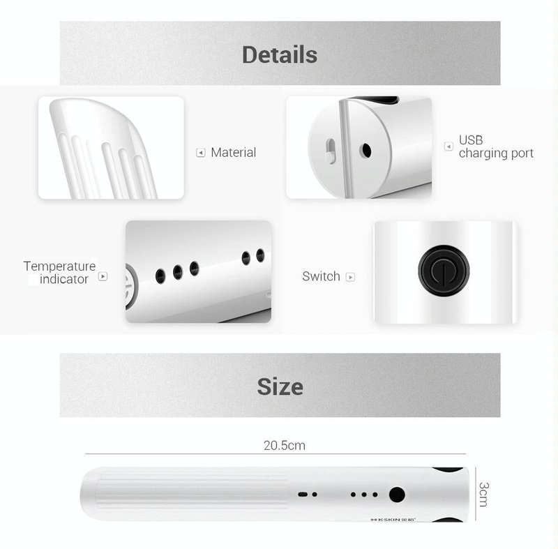 K-SKIN Portable Rechargeable Hair Straightener Curler Cordless Adjustable Temperature Fast Heat C...