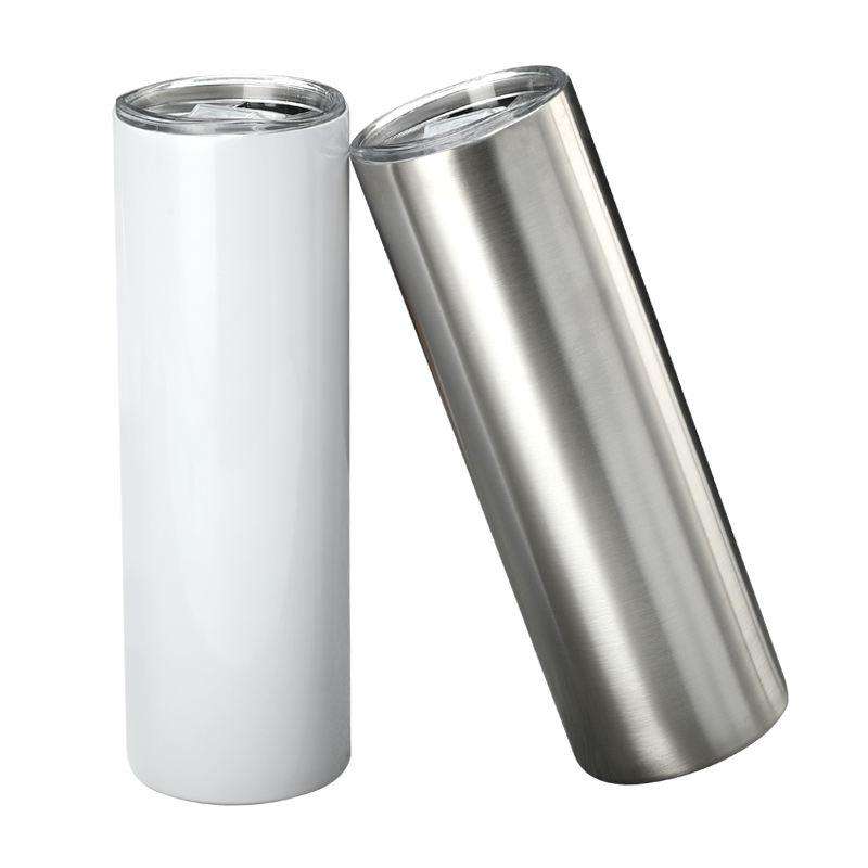 20OZ Double Layer 304 Stainless Steel Car Straight Thermos Cup(White)