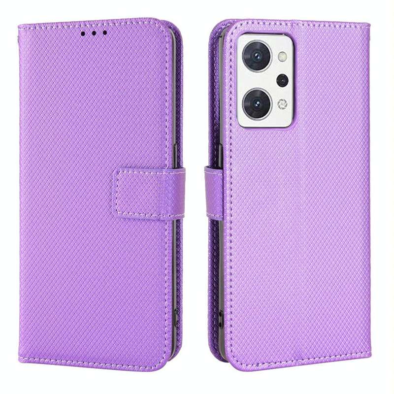 For OPPO Reno7 A Diamond Texture Leather Phone Case(Purple)