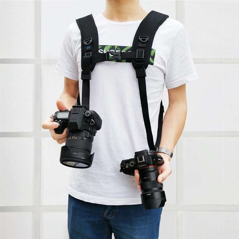 PULUZ Quick Release Double Shoulder Harness Soft Pad Decompression Foam Strap Belt for DSLR Digit...