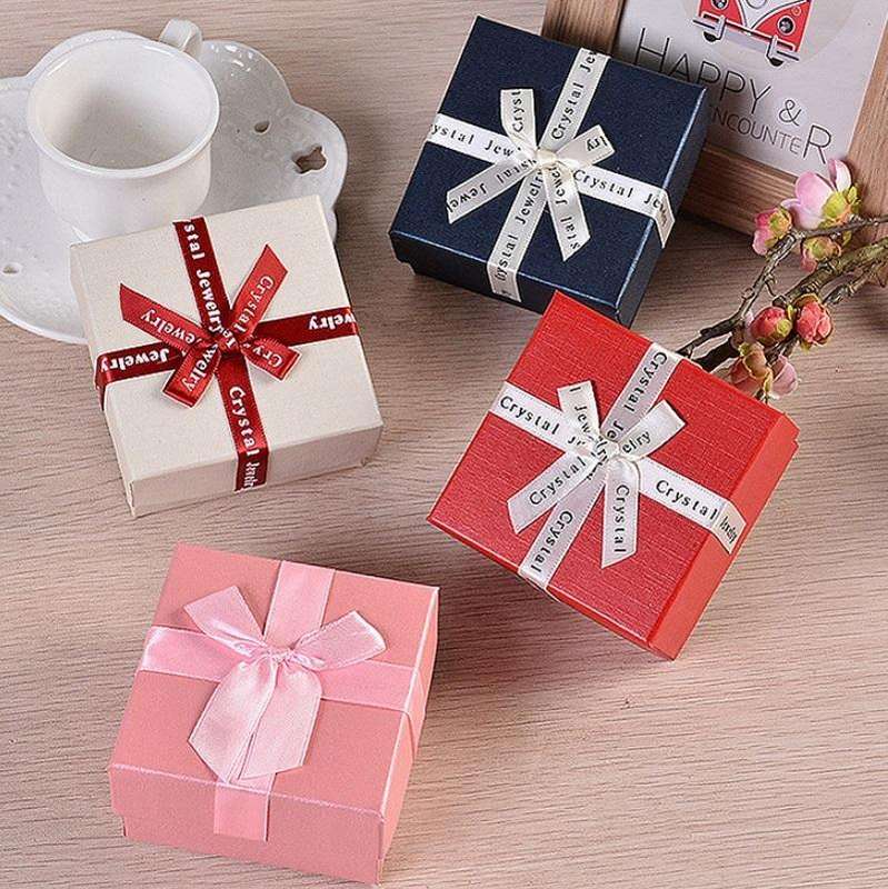 10 PCS Bowknot Jewelry Gift Box Square Jewelry Paper Packaging Box, Specification: 8x8x3.5cm(Dark...