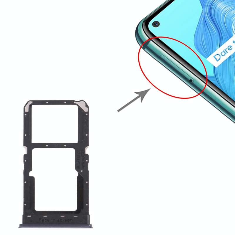 For OPPO Realme V5 5G  SIM Card Tray + SIM Card Tray / Micro SD Card Tray (Black)