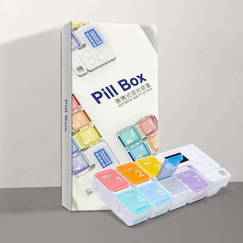 TF-248 7-Cell Smart Timing Reminder Plastic Pill Box Pill Storage Box(Colorful)