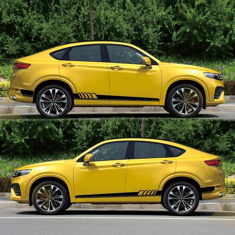 2 PCS/Set D-608 Stripe Pattern Car Modified Decorative Sticker(Black)