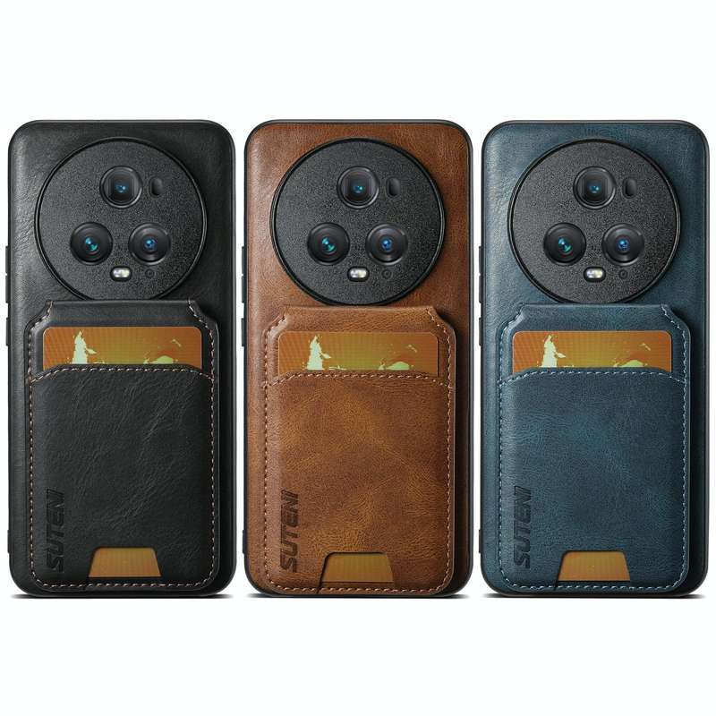 For Honor Magic6 Pro Suteni H02 Leather Wallet Stand Back Phone Case(Brown)