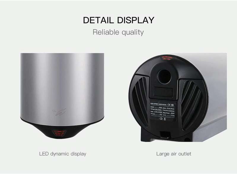 304 Stainless Steel Automatic SensorJet Hand Dryer High Speed Airflow for Home Hotel Airport Hand...