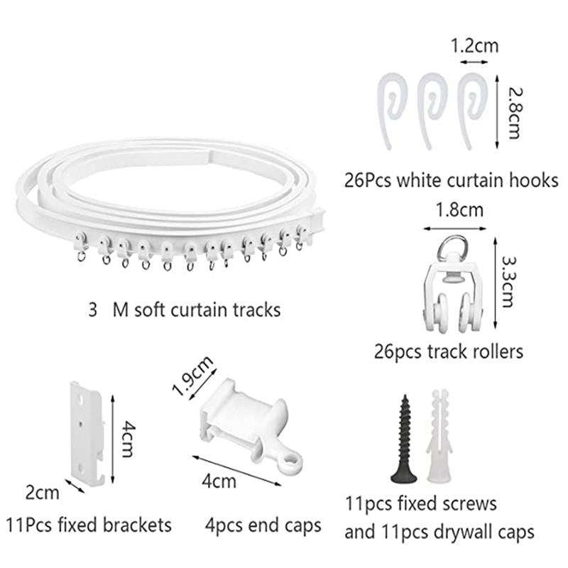 Model Steel Rail Bending Curtain Rail Flexible Guide Set, Size: 3m