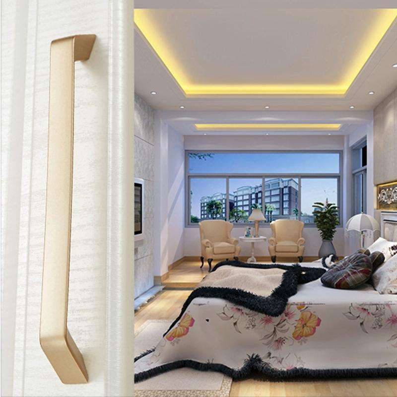 9009-256 Modern Simple Cabinet Door Handle Drawer Wardrobe Zinc Alloy Handle(Gold)