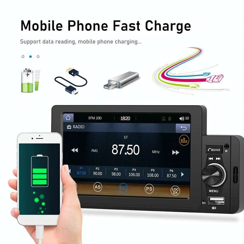 A3107 5 inches Car MP5 Wired CarPlay Universal Bluetooth Player With Microphone, Style: Standard+...