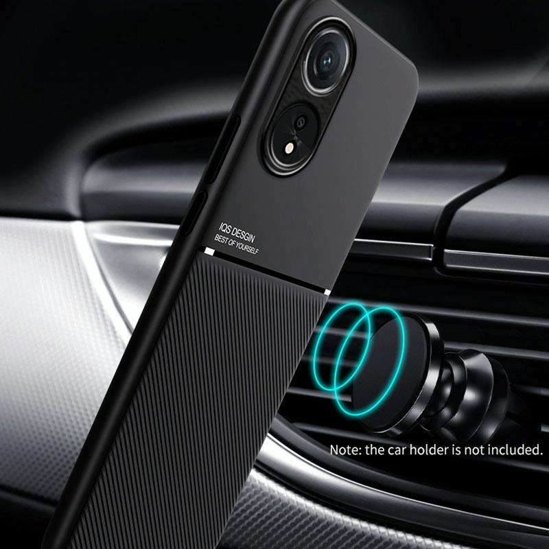 For OPPO A78 4G Classic Tilt Strip Grain Magnetic Shockproof PC + TPU Phone Case(Green)