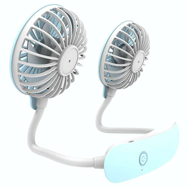 F6 Outdoor Mini Hanging Neck Fan USB Charging Lazy Small Fan (Blue)