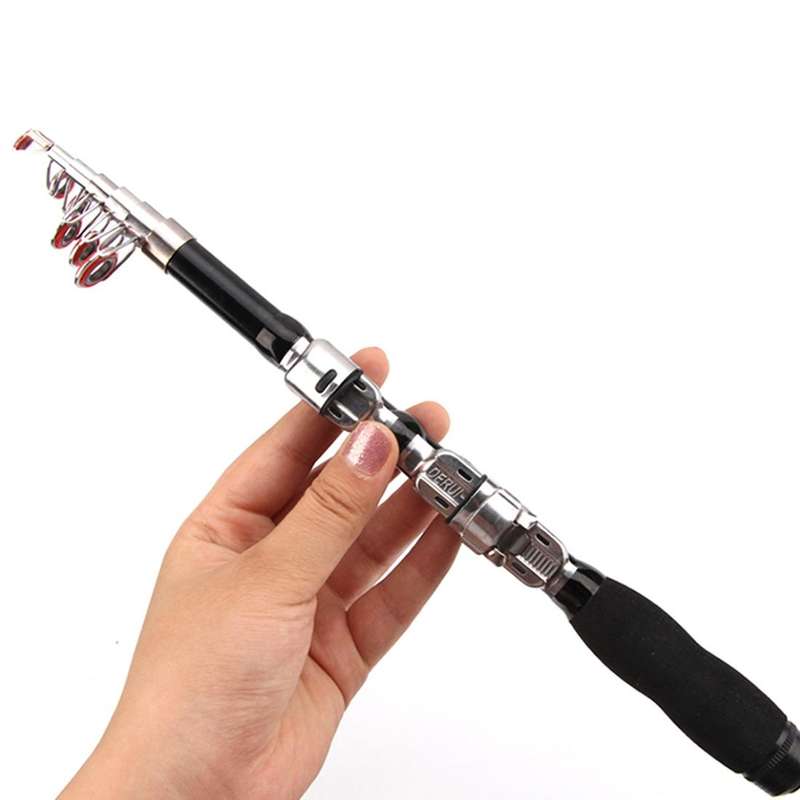 30cm Portable Telescopic Sea Fishing Rod Mini Fishing Pole, Extended Length : 1.0m, Black Clip Re...