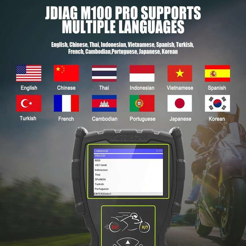 JDiag M100 PRO Intelligent Motorcycle Electronic Fuel Injection System Diagnostic Instrument(Black)