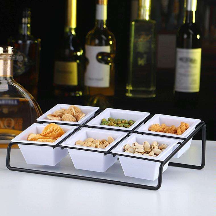 Stainless Steel Bar Plastic Fruit Plate Rack, without Fruit Dish, Grid Number:6 Grids(B Type)