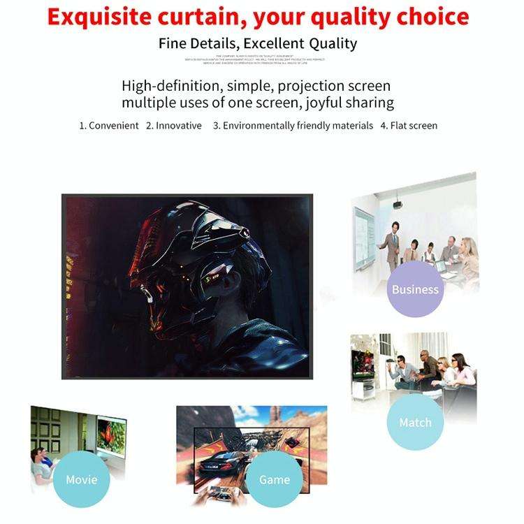 Simple Folding Thin Polyester Projector Film Curtain, Size:84 inch (4:3) Projection Area: 172x125cm