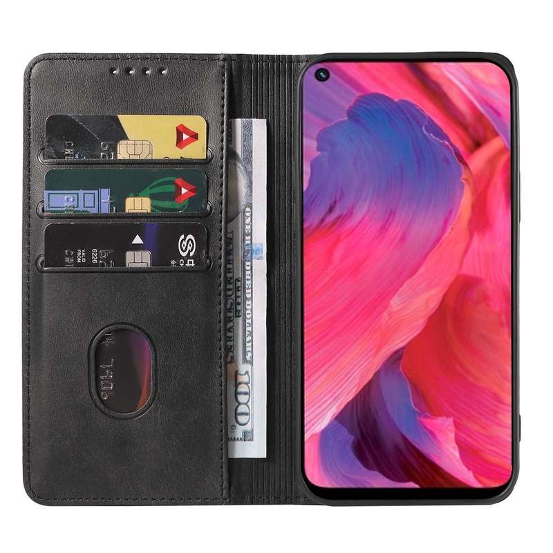 For OPPO A74 5G Magnetic Closure Leather Phone Case(Black)