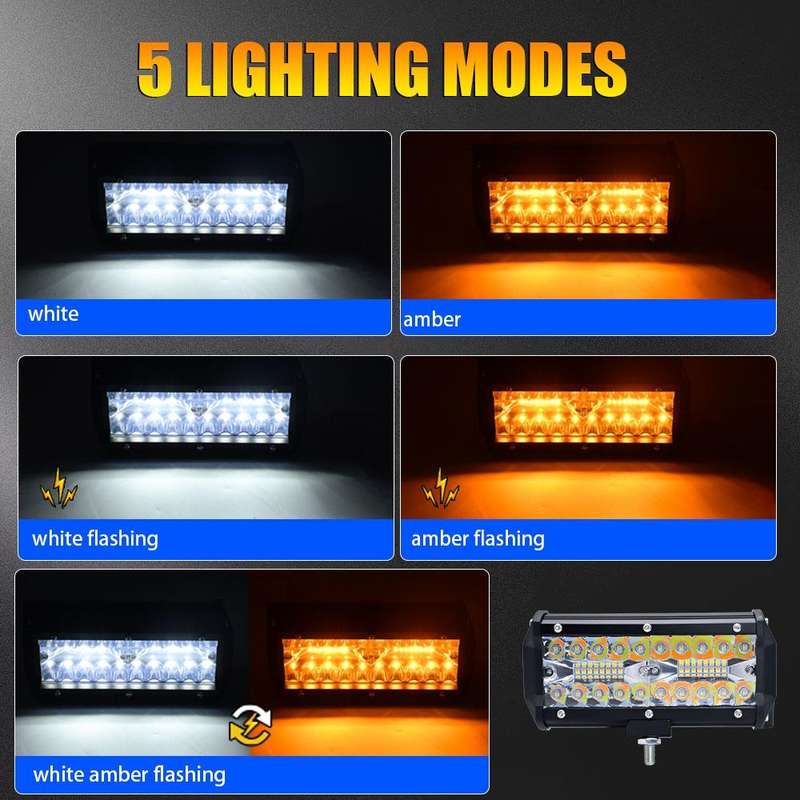 7 inch 15W 3 Row Car LED Strip Light Working Refit Off-road Vehicle Lamp Roof Strip Light with Ye...