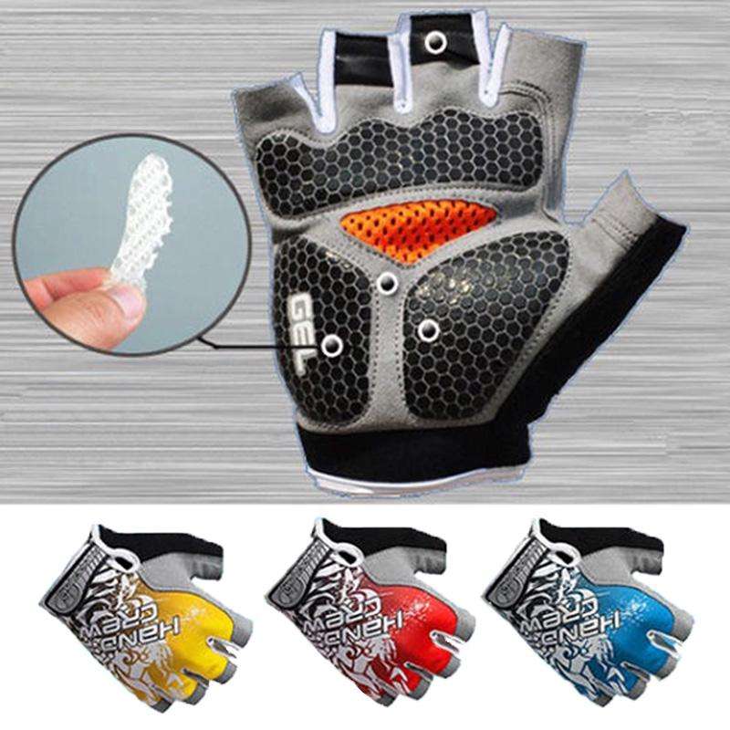 Cycling Shock Absorbing Anti-Slip Gloves Fitness Weight Lifting Training Half-finger Gloves, Size...