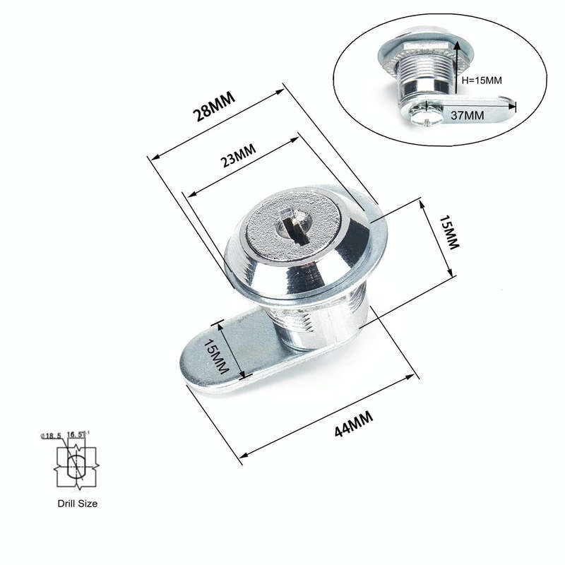 A2921-01 15mm Cylinder Drawer & Cabinet Lock Cam Locks