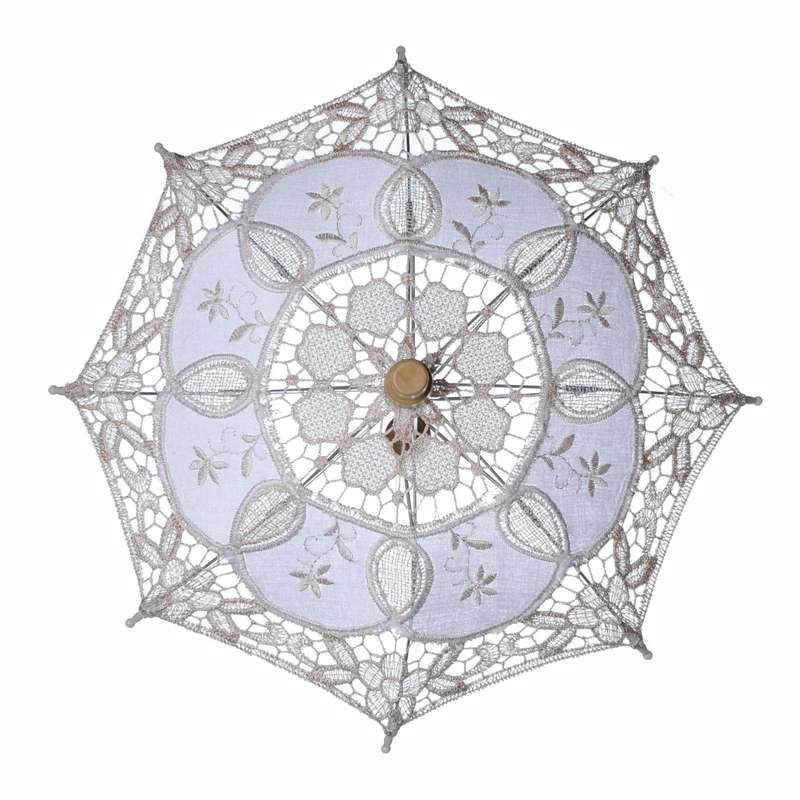 Wedding Bridal Lace Umbrella Shooting Props Wedding Supplies, Size: Length 43/Diameter 45cm(Milky...