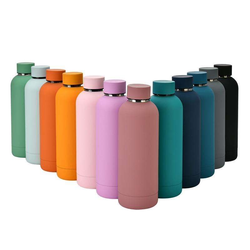 Stainless Steel Outdoor Matte Water Bottle Portable Sports Water Cup Rubber Paint Insulation Cup(...
