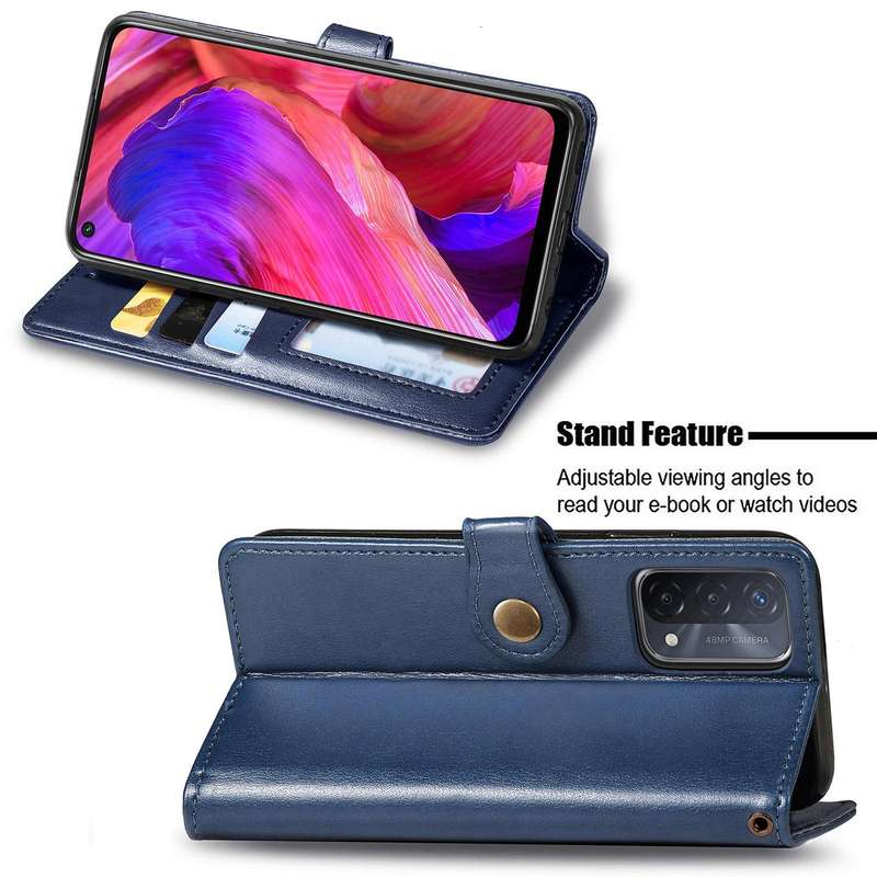 For OPPO A93 5G / A74 5G Solid Color Leather Buckle Phone Case with Lanyard & Photo Frame & Card ...