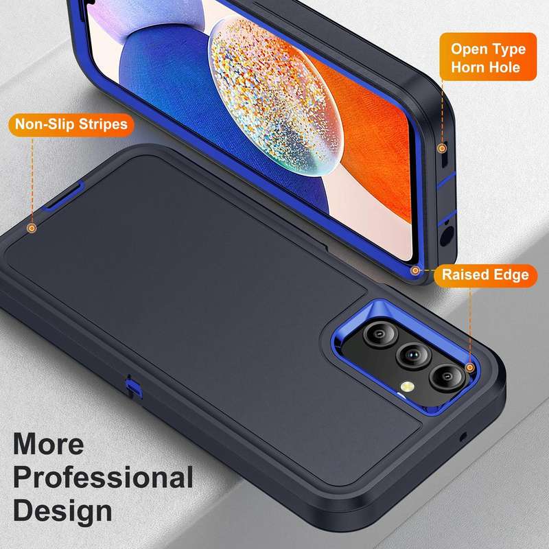 For Samsung Galaxy A14 5G Life Waterproof Rugged Phone Case(Dark Blue + Royal Blue)