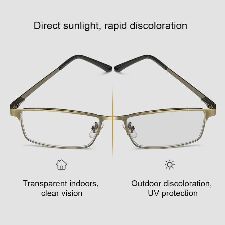 Dual-purpose Photochromic Presbyopic Glasses, +2.00D(Gold)