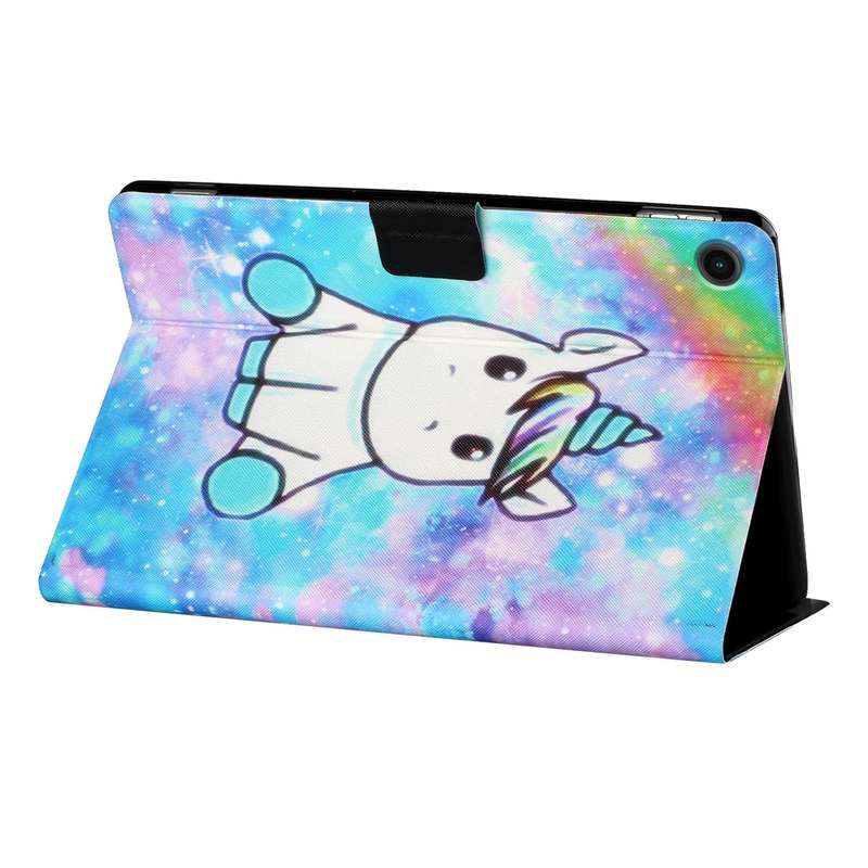 For Samsung Galaxy Tab A9 Colored Drawing Horizontal Flip PU Tablet Case with Sleep / Wake-up Fun...