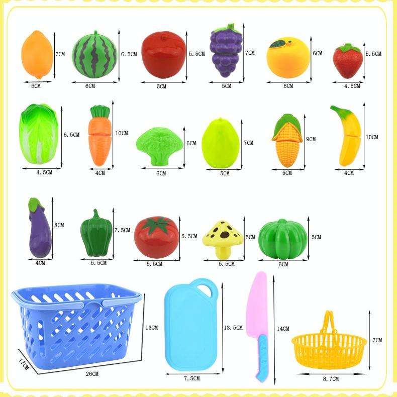 Pretend Play Plastic Food Toy Cutting Fruit Vegetable for Children, Random Color and Style 23 PCS...