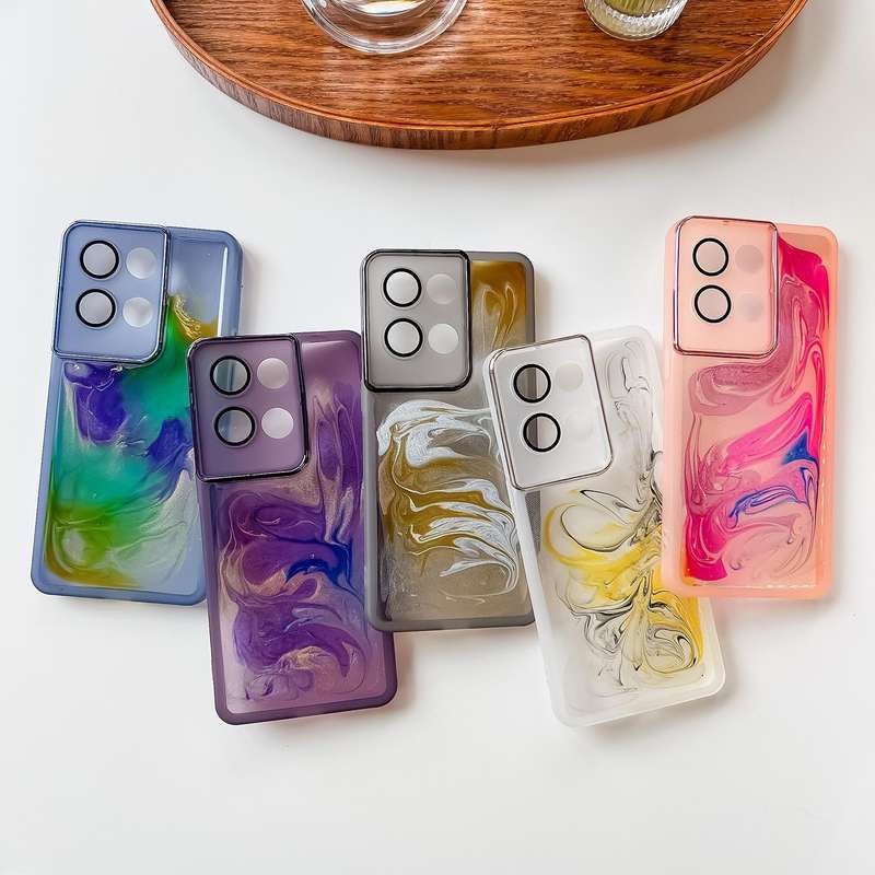 For OPPO Reno8 Pro Oil Painting Electroplating TPU Phone Case(White)