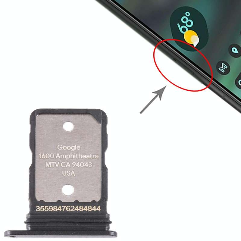 For Google Pixel 6A Original SIM Card Tray with SIM Pin (Black)